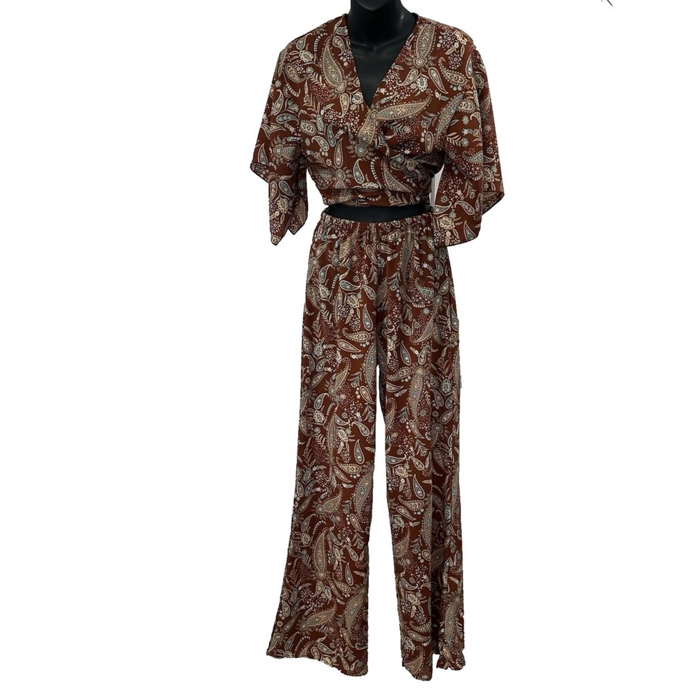 Windsor Brown Paisley Wide-Leg Jumpsuit